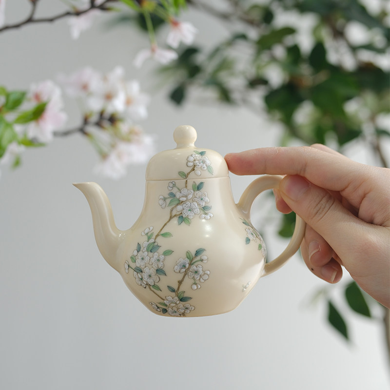 小谦山房宋遇梨花壶景德镇陶瓷思婷壶泡茶壶单个茶壶功夫茶具套装,餐饮具,茶壶,淘宝优惠券,粉丝福利购,淘宝优惠卷
