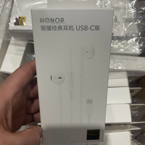 适用HONOR原装有线耳机am33r白色线控带麦经典耳机typec正品包邮