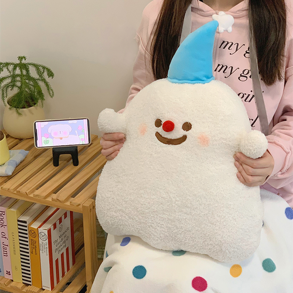 这是什么可爱鬼！小幽灵抱枕靠枕星星玩偶靠垫办公室午睡枕毛绒玩