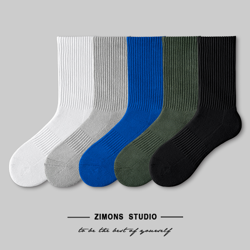夏季袜子男士纯棉子墨棉品中筒