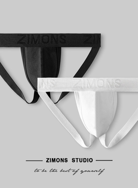 2条子墨棉品丁字裤男士双丁内裤白色男生性感后空男款裤头新款