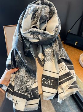 双面可戴仿羊绒围巾披肩女秋冬季2024新款保暖轻奢高级感大牌围脖