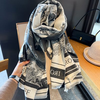 欧美大牌双面可戴围巾披肩女冬季