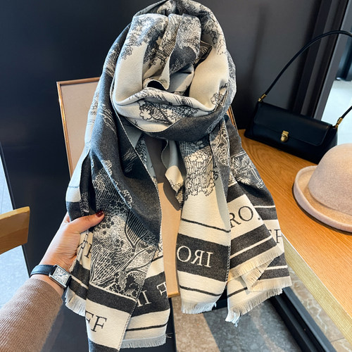 欧美大牌双面可戴围巾披肩女冬季