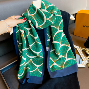 杭州丝绸春夏新款桑蚕丝双绉丝巾女真丝围巾飘带装饰百搭领巾披肩