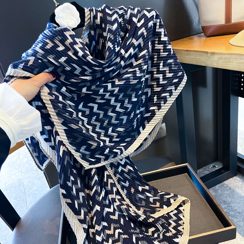 春夏压皱弹力棉韩版女围巾披肩