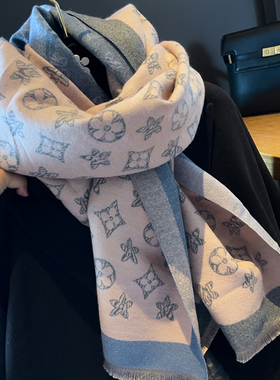 秋冬季百搭幸运草双面气质仿羊绒围巾保暖披肩外搭多功能围脖两用