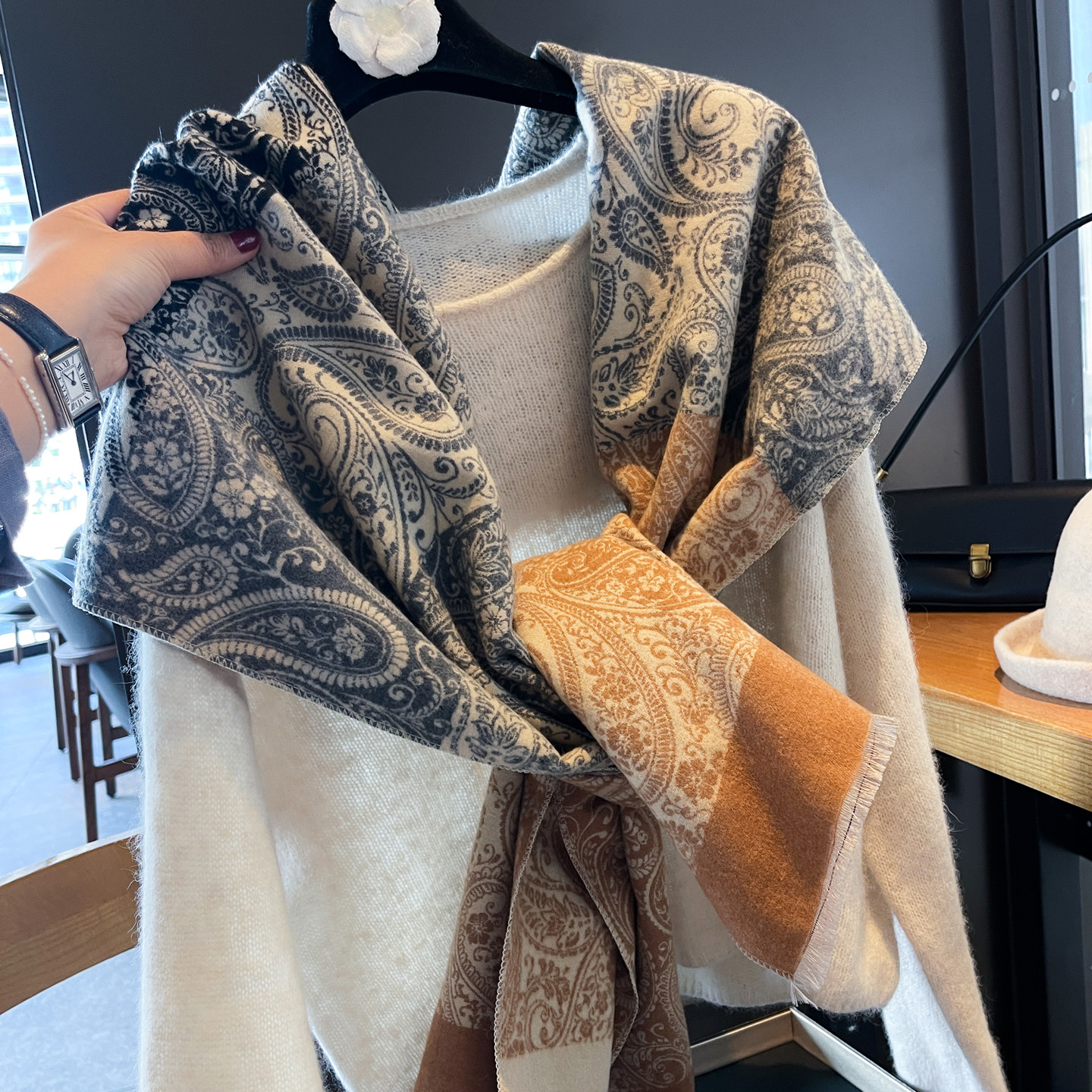 高级感民族风腰果花双面围巾女冬季2025新款仿羊绒加厚保暖长披肩,服饰配件/皮带/帽子/围巾,围巾/丝巾/披肩,淘宝优惠券,粉丝福利购,淘宝优惠卷