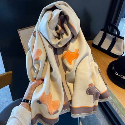 韩版冬季双面戴仿羊绒围巾披肩女