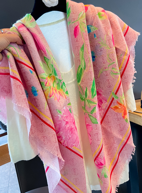 花卉春夏围巾女气质法式温柔大方巾防晒沙滩巾空调房护颈防风披肩