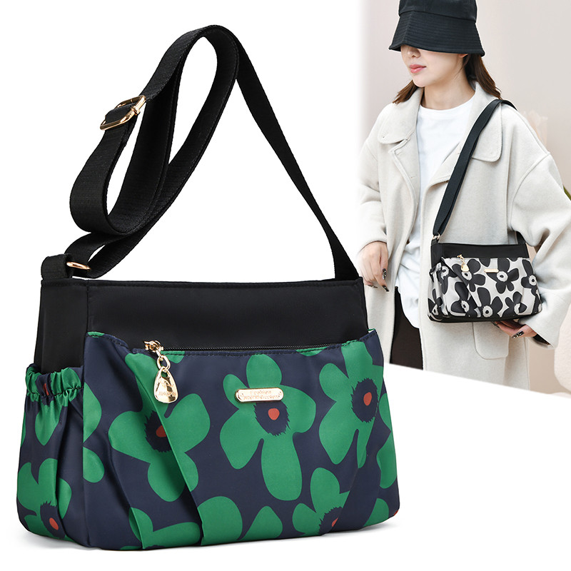 休闲百搭小方包女新款印花尼龙女包牛津布单肩斜挎包防水尼龙小包