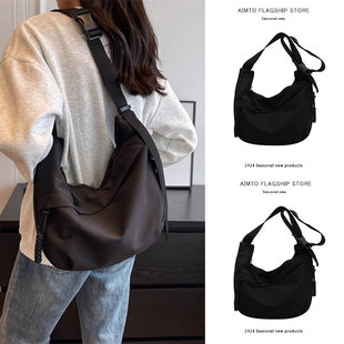 斜挎帆布包女大容量结实大学生上课装书托特包休闲通勤ins单肩包