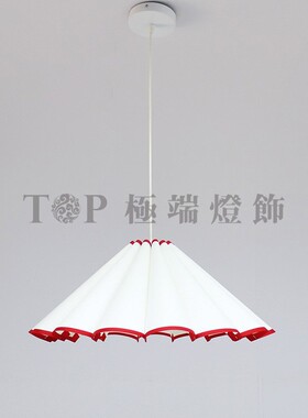 法式浪漫主卧室Duzy手工白色红色边花瓣吊灯中古客餐厅书房布艺灯