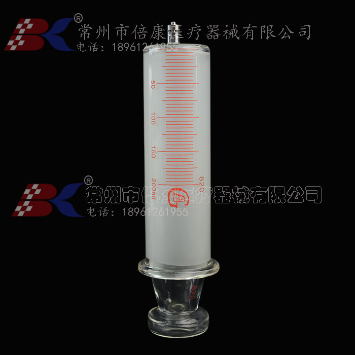 200ml. 双磨砂 鲁尔锁紧头玻璃注射器 铜头 玻璃点胶针筒 灌注器
