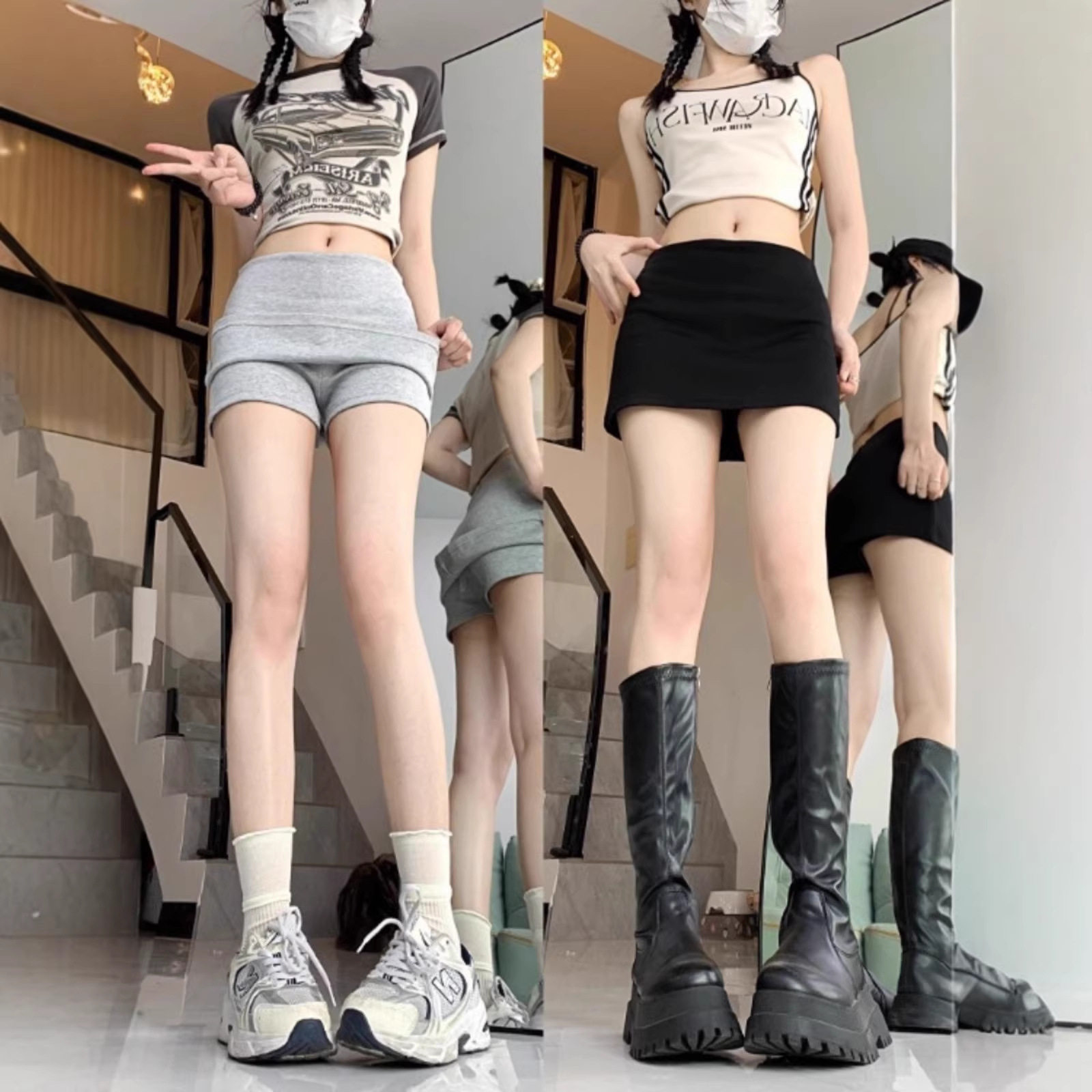 黑色大码运动包臀半身裙女2026春夏季新款高腰辣妹A字小个子短裙