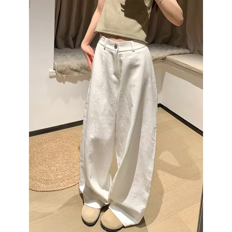 白色弯刀裤女款春装2026新款大码胖妹妹显瘦裤子韩系松弛感阔腿裤