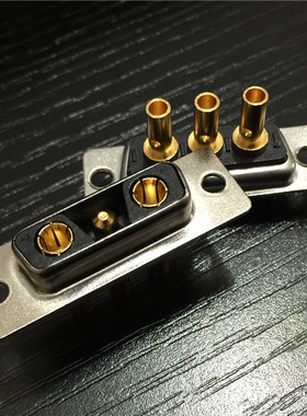 混装大电流3V3打线式母头D-SUB连接器 公母针打端插壳式3芯插座