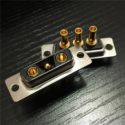混装大电流3V3打线式母头D-SUB连接器 公母针打端插壳式3芯插座