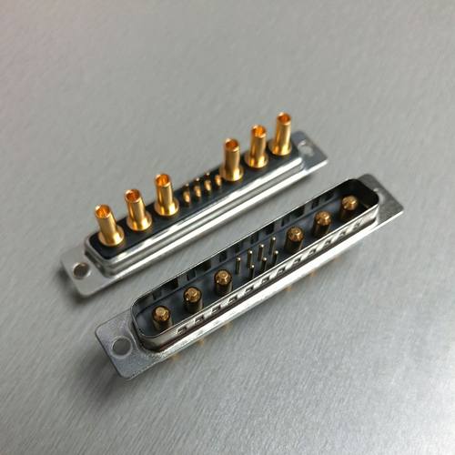 D-SUB混合大电流13W6打线式公座 军工级插头 7+6压线式插座连接器