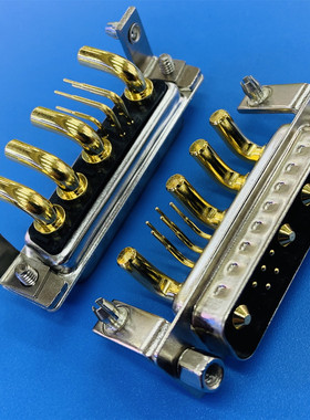 弯脚焊板9W4公头 工业插头DB型5+4针插座 混装大电流D-SUB连接器