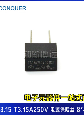 MST3.15 功得电源保险丝 T3.15A250V 微型慢熔断  黑色 方形塑封