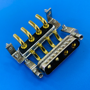 混装大电流D-SUB连接器4V4公头 4芯弯脚焊板式插头重载电源接插件