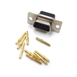 DB9母头 冷压式RS232接头 打端接线9P插头 打线插壳串口d-sub9芯