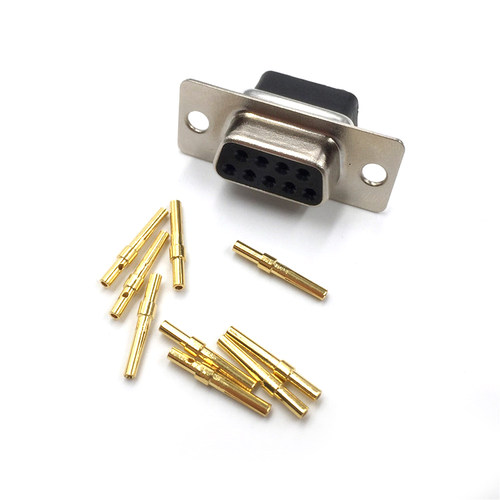 DB9母头 冷压式RS232接头 打端接线9P插头 打线插壳串口d-sub9芯