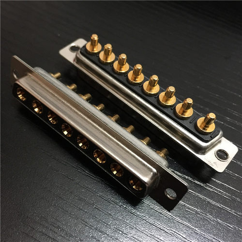 混合D-SUB大电流 8W8母头直插焊板连接器 8芯插座180度直插接插件