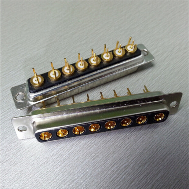 8W8射频同轴直插母座D-SUB连接器 车针高频率180度焊板式设备插座