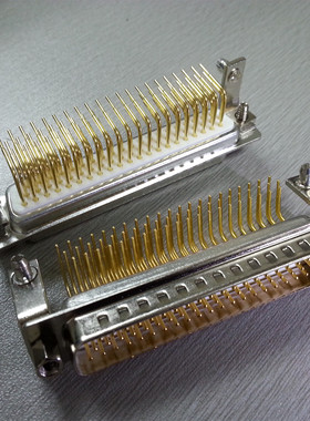 D-SUB连接器 镀金车针 实芯HDR62pin 弯脚焊板公座 62芯公头 三排