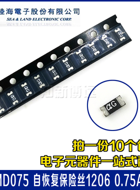 陆海 3216/1206贴片自恢复保险丝 NSMD075 0.75A 6V 丝印aG 750mA