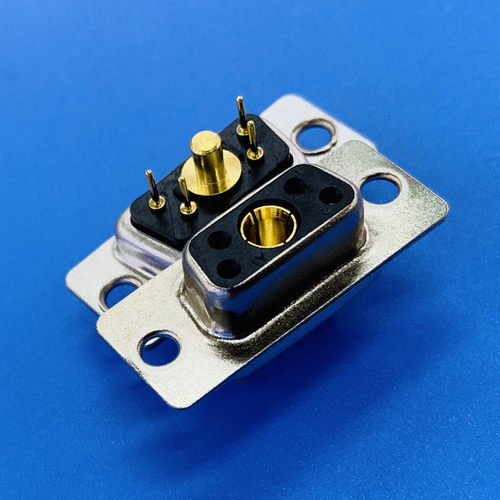 D-SUB大电流5W1母头直插焊板连接器4+1芯母座军工重载插头接插件