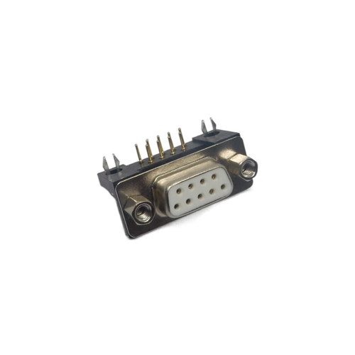 车针D-SUB DR9母头连接器 DB9pin实心镀金90度弯脚母座 9针焊板式