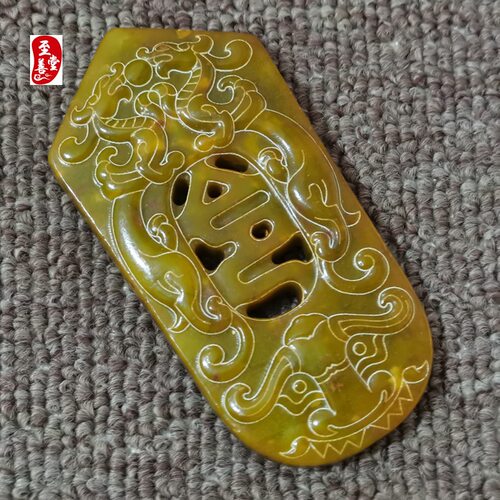 玉石仿古玉老玉天然岫玉雕双龙牛