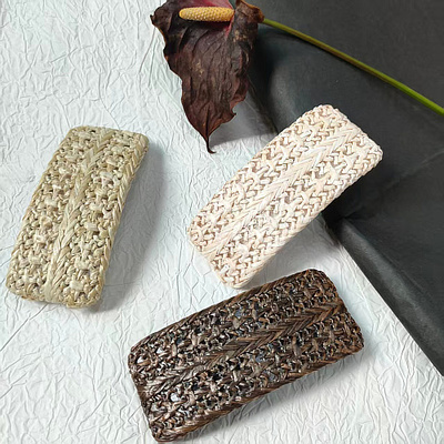 出口原单  仿拉菲草长方形弹片夹欧美款简约半发夹马尾夹