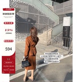 CCZEE 毛呢外套高腰包臀裙女 西装 霸气女总裁风姐姐款 气质双面套装