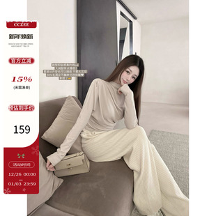 显瘦内搭打底长袖 CCZEE 修身 不规则加绒T恤女冬季 上衣 Lemaire风