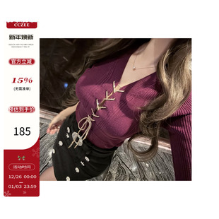 00pm新品 赫斯玫瑰 绑带针织上衣 CCZEE 镂空中袖