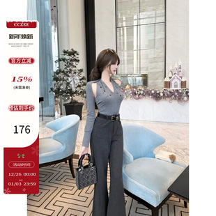 晚宴流光 00pm新品 设计感钻片露背交叉上衣 CCZEE