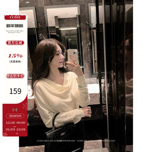 针织衫 CCZEE 设计小众宽松长袖 30%羊毛多穿法毛衣女冬季 韩高学姐