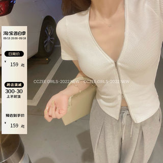 CCZEE HotHot Summer 夏季新款清新纯欲风修身拉链短袖T恤上衣女