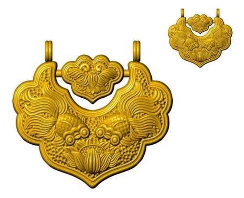 网红爆款金锁石膏模具双鱼锦鲤锁包双面古法长命锁新款吊坠空心