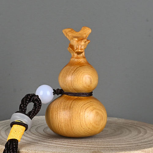 崖柏木雕刻龙头葫芦摆件高6cm创意文玩葫芦手把件福禄吉祥挂件