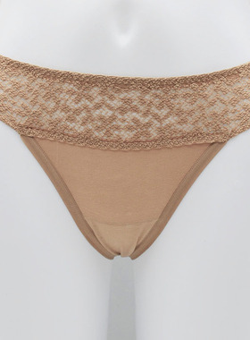 黛安芬SLOGGI宽弹力蕾丝腰舒适棉丁字裤性感T裤76-966