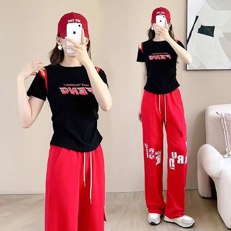 御姐炸街上衣套装2025运动服女夏季显瘦跳舞跑步两件套时尚洋气潮