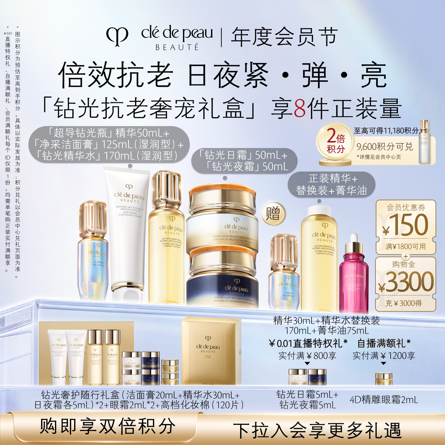 【官方正品】肌肤之钥CPB钻光抗老奢护套装保湿日夜霜精华紧致