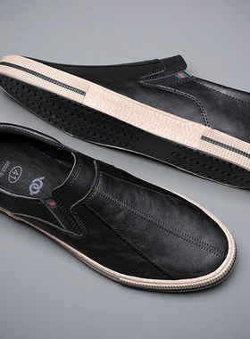 宝达2026男鞋春秋潮鞋懒人一脚蹬防水透气皮鞋休闲鞋英伦透气板鞋