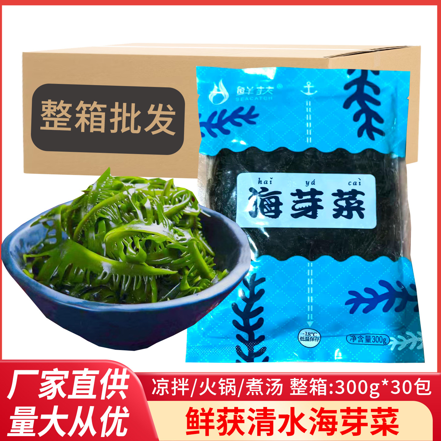 裙带菜芽火锅海芽菜整箱批发海白菜芽盐渍芽菜非干货海藻海媚芽菜