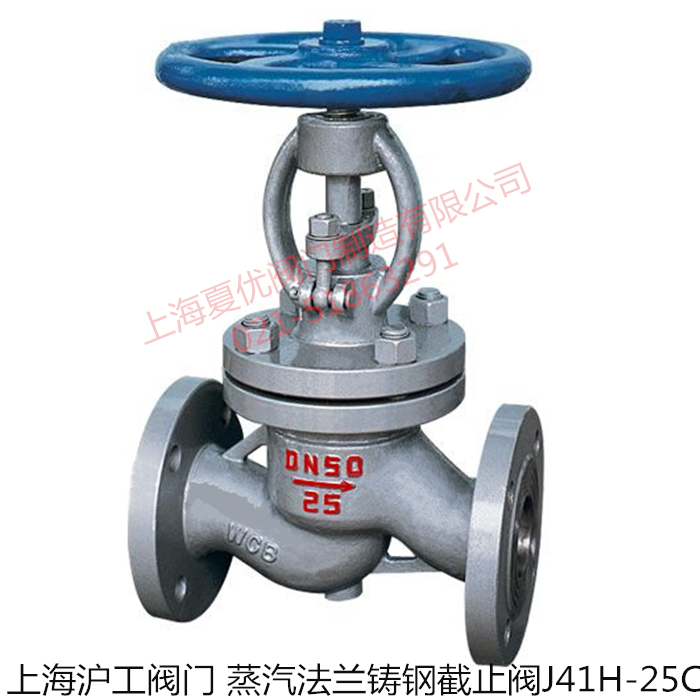 上海沪工阀门蒸汽高温高压节流阀法兰铸钢截止阀J41H-25C DN25 80图片